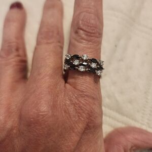 Chic Black and Silver Women's Ring